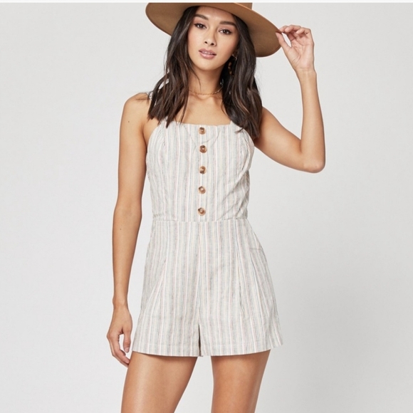 Lost + Wander Hermosa Stripe Romper - Linen Blend - Picture 1 of 2